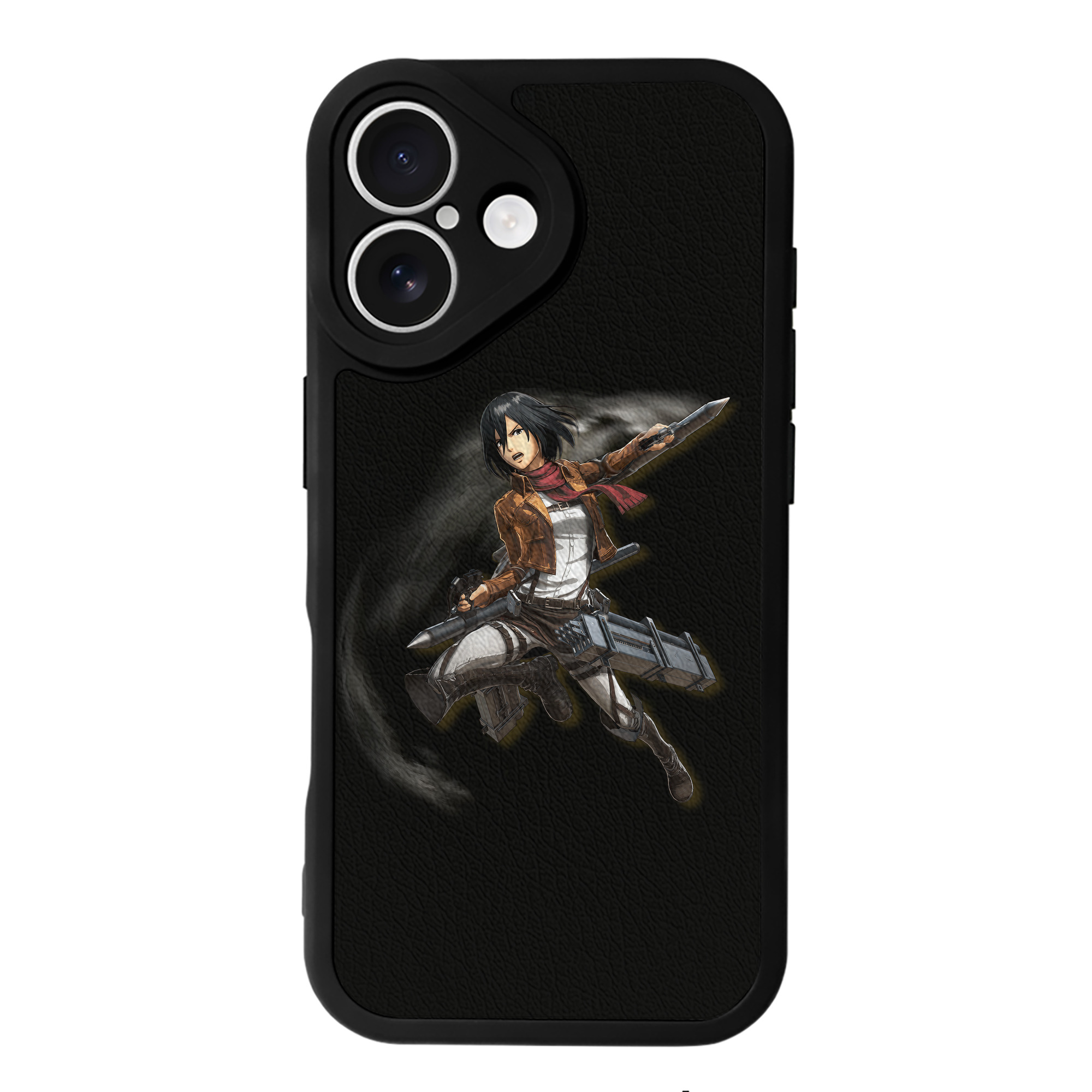 （画像用） 進撃の巨人 ミカサ·アッカーマン Attack on Titan Mikasa Ackerman 【iPhone 16シリーズ対応】シリコンスマホケース（レザー調） 材質：シリコン